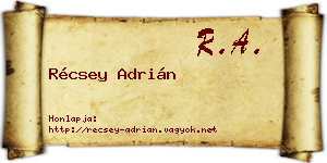 Récsey Adrián névjegykártya