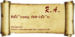 Récsey Adrián névjegykártya